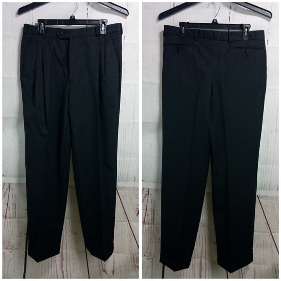 Society Brand Ltd By Hartmarx 44R 2 Button Charcoal 2pc Suit 32x31.5 Pleated - Picture 12 of 14